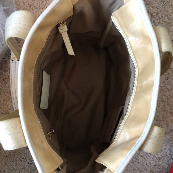 Coach Hampton Shoulder Purse Bag Fall Trend Tan Cream Brown Tag - Picture 8 of 13